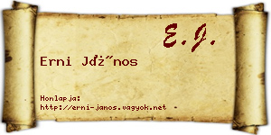 Erni János névjegykártya