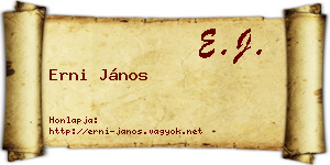 Erni János névjegykártya